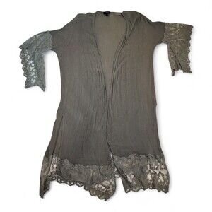 Gigio Lace-Trim Open Front‎ Tunic Top, Size S